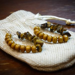 Boho Tigers Eye Oval Earrings