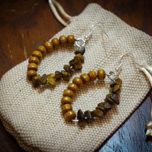 Boho Tigers Eye Oval Earrings