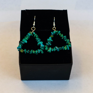 Green Stone Triangle Earings